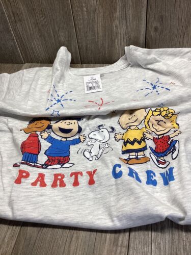 Snoopy Peanuts Party Crew T-Shirt Charlie Brown Woodstock SZ LARGE KIDS Plus NWT - Picture 6 of 16