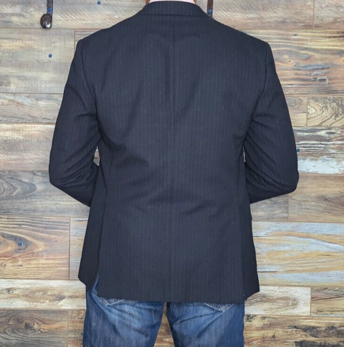 Banana Republic Modern Fit Cotton Navy Blue Striped Blazer Sport Jacket Size 40S - Picture 9 of 12