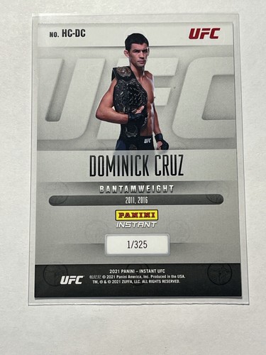 DOMINICK CRUZ 2021 Panini Instantáneo UFC Historia de Campeones 1/325 RARO - Imagen 3 de 5