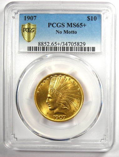 1907 Indian Gold Eagle $10 No Motto Coin - PCGS MS65+ Plus Grade - $18,500 Value - Picture 2 of 6
