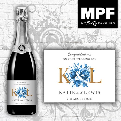 Personalised Wedding Champagne Prosecco Bottle Label - 5 colour options - gold - Picture 8 of 16