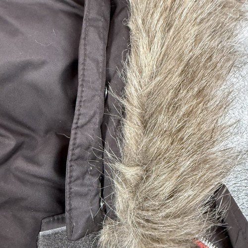 Gap Puffer Vest Youth XL Brown Down Removeable Faux Fur Full Zip Snap - Picture 8 of 12