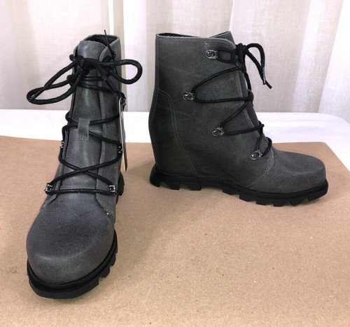 NEW SOREL Joan of Arctic III Waterproof Lace-Up Wedge Boot US 7.5 Quarry/Black - Picture 6 of 17