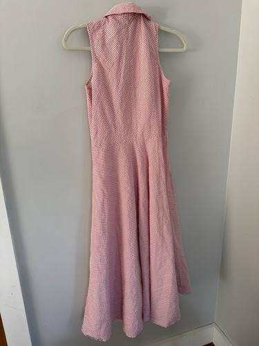 DUCK HEAD Classic XS ärmelloses KLEID rot weiß gestreift Seersucker Fit Flare - Bild 5 von 7