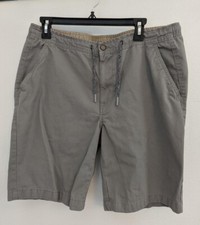 Caribbean Joe Shorts Men  s Size 34 Gray Grey Chino Sand Golf Beach Drawstring