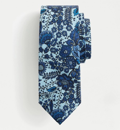 J.CREW Liberty cotton tie blue floral navy light sky baby slim narrow classic 3" - Picture 6 of 6