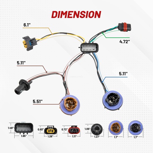 For 2007-2014 Chevy Tahoe Suburban 1500 Headlight Wire Harness Sockets 15782377 - Picture 2 of 7