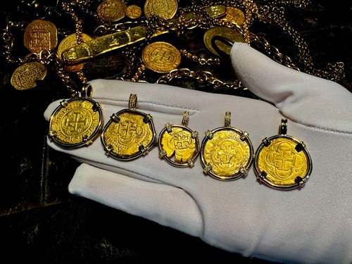 SPAIN 1 ESCUDO 1516-56 "CHARLES & JOANNA" PENDANT JEWELRY NECKLACE PIRATE GOLD C - Picture 3 of 16