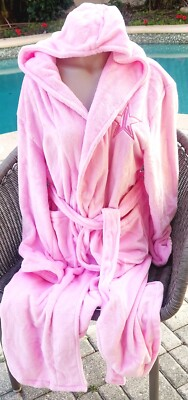 #ad #ad Jeffree Star Hot Pink bathRobe M L hooded furry plush long oversized RARE New $150.00