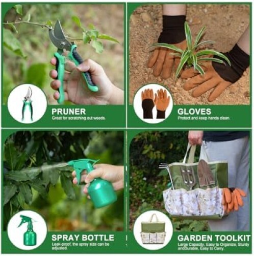 9-Piece Premium Gardening Tool Set for Women - Heavy Duty Stainless Steel Rust-P - Picture 5 of 7