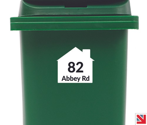 4 x Personalised WHEELIE BIN Sticker Decal Vinyl House Numbers Dustbin - Picture 2 of 2