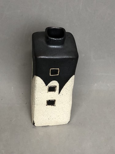 Studio Art Pottery Rectangular Prism Bud Vase Gray White Contemporary Modern - Picture 2 of 10
