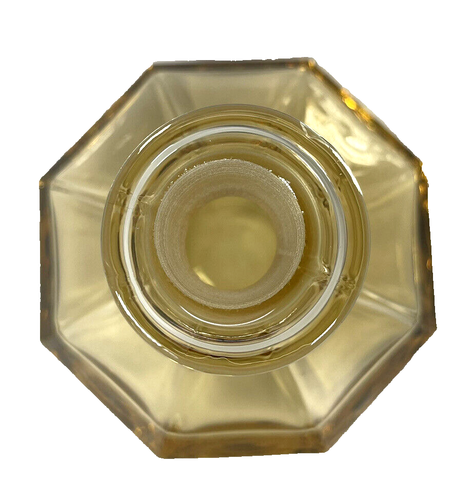 Botella de perfume de vidrio amarillo ámbar óptico vintage tapón decantador 6" Italia? - Imagen 6 de 9
