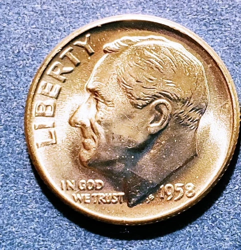 1958 Roosevelt Dime Brilliant Uncirculated from original BU rolls - 143 sold