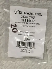 Hillman SERVALITE, ON/OFF In-Line Lamp Cord Switch 884427 3A/120V White Bag 20