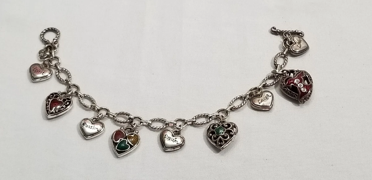 VTG BRIGHTON SILVER TONE Charm BRACELET 8