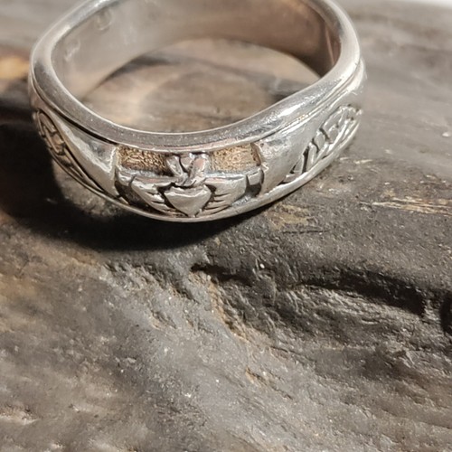 Peter Stone PSCL Sterling Silver Claddagh Wavy Celtic Knot Band Ring Size 8 3/4 - Picture 3 of 6