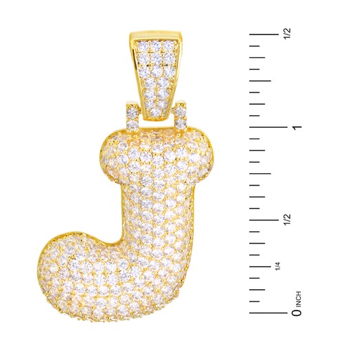 J Initiale gold silberfarben individuell Blase Buchstabe Eis Anhänger 24" Kette Halskette - Bild 3 von 11