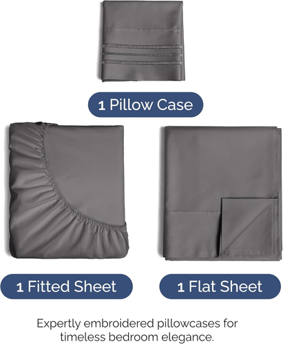 Twin XL Size 3 Piece Sheet Set - Comfy Breathable & Cooling Bed Sheets Set - Hot - Picture 2 of 8