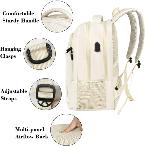 Zaino PC 15.6 Pollici, Zaino Porta PC Donna Con Caricatore USB, Zaino Lavoro Don - Foto 6 di 12