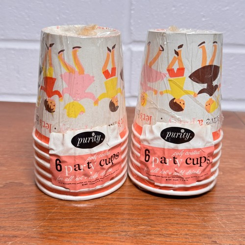 12 Vintage 1961 VERSIEGELT Lets Have a Party Pappteller und Tassen Reinheit USA - Bild 7 von 10