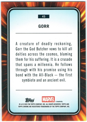 2025 Topps Chrome Marvel Gorr # 45 - Bild 2 von 2
