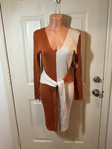 Vestido Suéter LOVE ALWAY by FCT, Talla 1X, Óxido y Tostado, Manga Larga, Bodycon NUEVO - Imagen 7 de 10