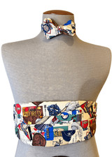 All Silk Silk Bow Tie  Cumberbund Set Baseball Adjustable