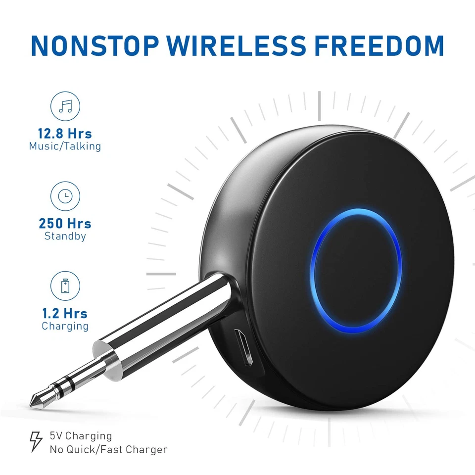 Bluetooth 5.0 Aux Adapter for Car, Wireless Audio Receiver, Portable Hands-Fr... - Image 2 of 4