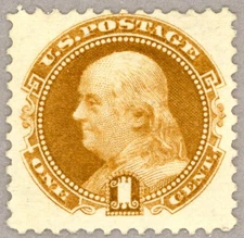 US Scott#112 Unused VF 1869 1c Franklin, bright, well-centered, no faults