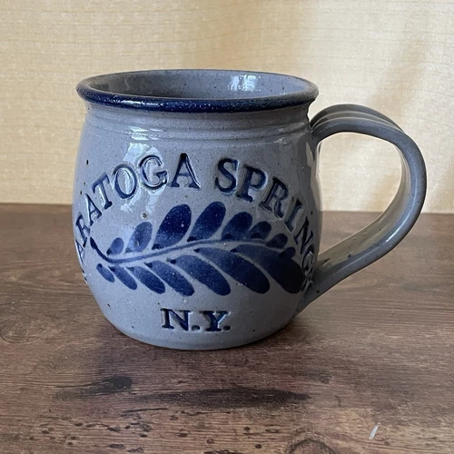 Vintage Westerwald Pottery Saratoga Springs NY Barrel Mug Salt Glaze Pottery Cup