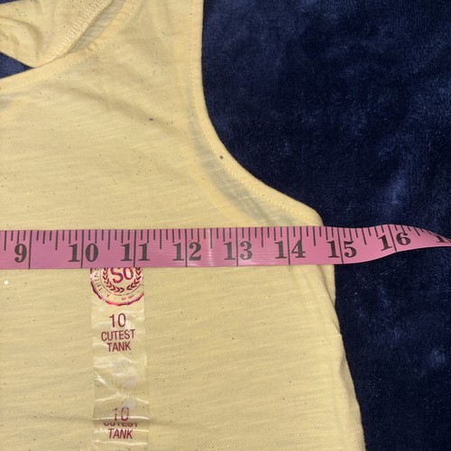 NWT SO KOHLS GIRLS YOUTH KIDS LEMON YELLOW SILVER GLITTER TANK TOP AGE 10/12 - Picture 9 of 10
