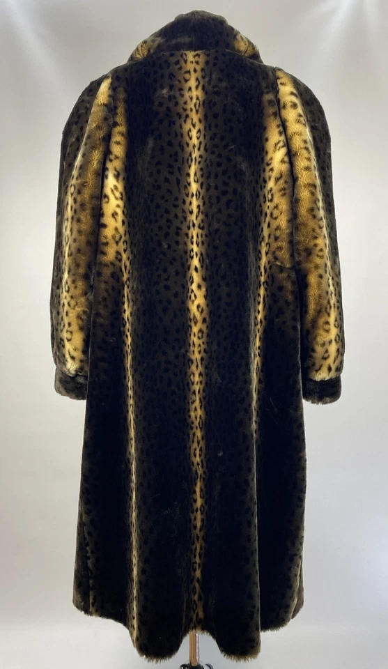 Abrigo de piel sintética de leopardo vintage Tissavel Paris con capucha largo Francia años 80 90 Foto 2 de 4
