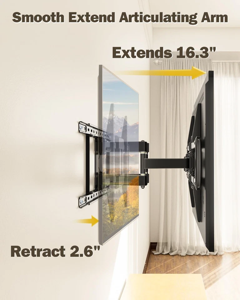 Soporte de pared para TV de movimiento completo listado por UL para la mayoría de los televisores de 42-84", soporte para TV con Premi... Foto 4 de 4