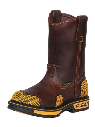 Men's Soft Toe Work Boots 'Buffalo & Bull' Color Coffee Coffee 123031