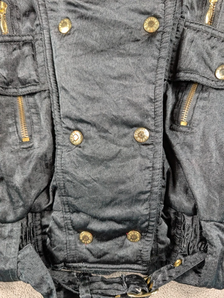 Chaqueta Moto Vintage Rainbow West Para Mujer Mediana Negra Nylon Recortada Puffer Invierno Foto 4 de 4