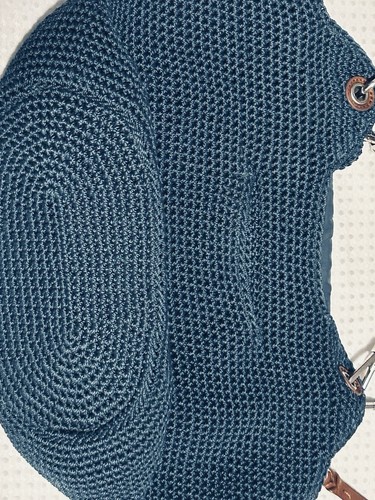 THE SAK Indio Navy Blue Crochet Shoulder Bag Hobo Bucket Nautical Beachy Cruise - Picture 12 of 19