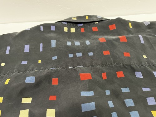 Riscatto 100% Silk Shirt Mens Large Black with AO Multi-Color Print Pocket EUC - Picture 14 of 14
