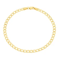 10K Yellow Gold 3.5mm Italian Curb Cuban Chain Link Bracelet or Anklet 7" 8" 9"