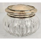 Vintage Sterling Silver Etched Cut Crystal Vanity Dresser Jar Monogram