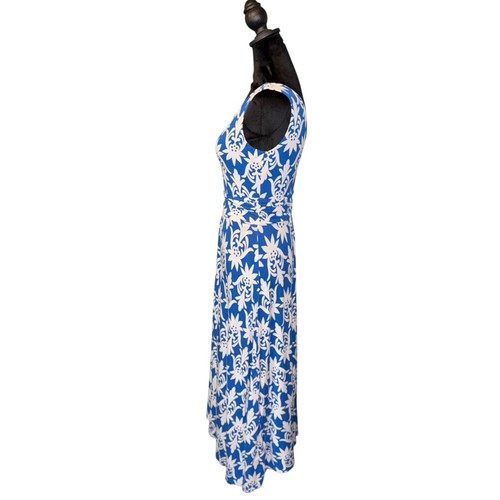 Boden Siena Maxikleid Gr. 4P blau weiß V-Ausschnitt ärmellos - Bild 5 von 12