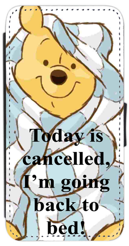 Winnie Pooh Bär Bett für iPhone/Pixel/Galaxy bedruckte Klapp-/Geldbörse Handyhülle (L - Bild 1 von 9