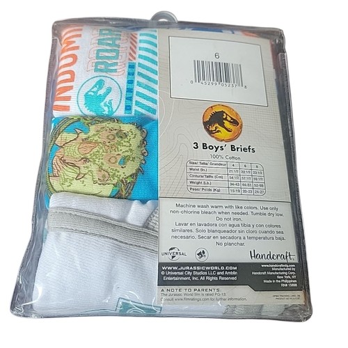 Jurassic World 3 Boys Briefs Size 6 100% Cotton Underwear - Picture 2 of 2