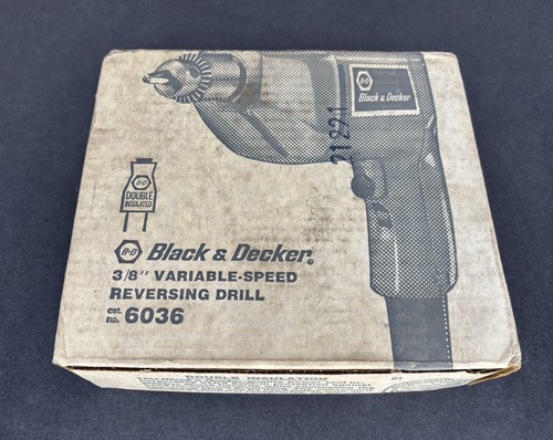 NOS Black & Decker 3/8” Variable Speed Reversing Drill 6036 Corded Electric