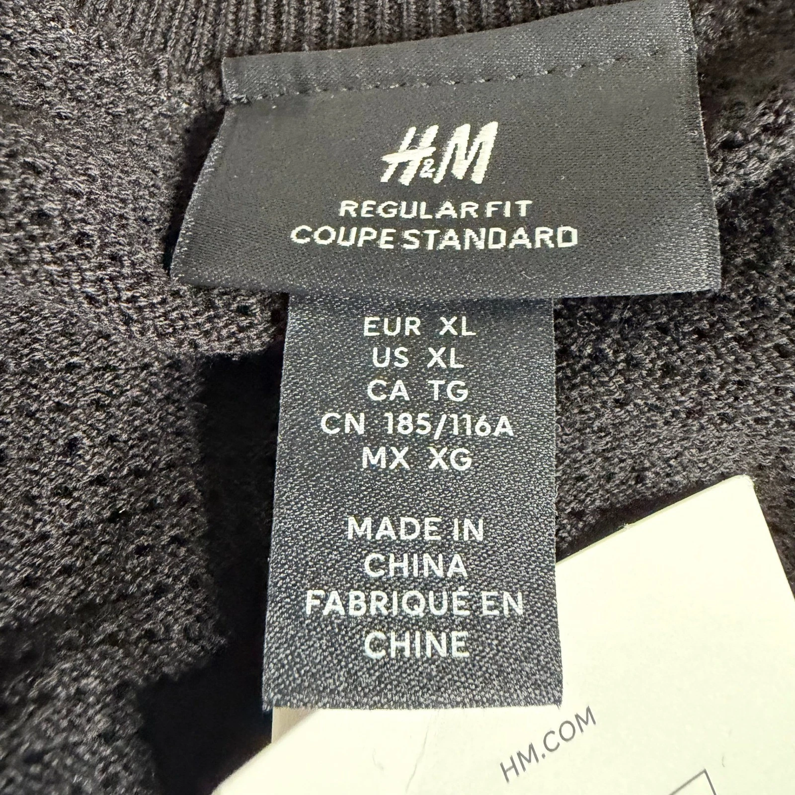 H&M Mens Regular Fit Mesh Knit Boxy T-Shirt Black Short Sleeve Crew Neck XL NWT image 5