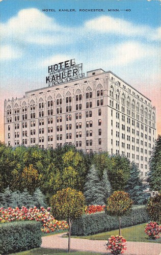 Postal de lino vintage Hotel Kahler Rochester MN 1941 matasellada - Imagen 1 de 2