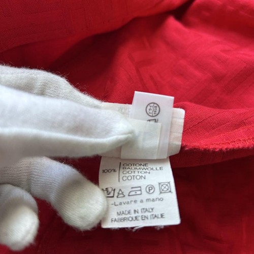 Fendi Dress Allover Pattern FF Logo Zucca Cotton Red Size 40 Shipped from Japan - Picture 9 of 24
