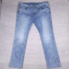 True Religion Jeans Mens 42 Blue Ricky Relaxed Straight Flap Pocket Denim Pants