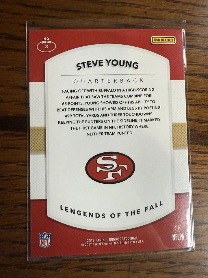 2017 Panini Lengends Of The Fall Steve  Young San Francisco 49ers - Image 2 of 2