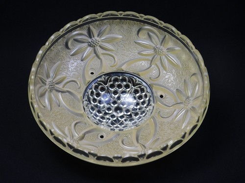 Vtg Art Deco Semi Flush Mount Frosted Glass Floral Ceiling Light Shade 10.25" - Picture 10 of 13